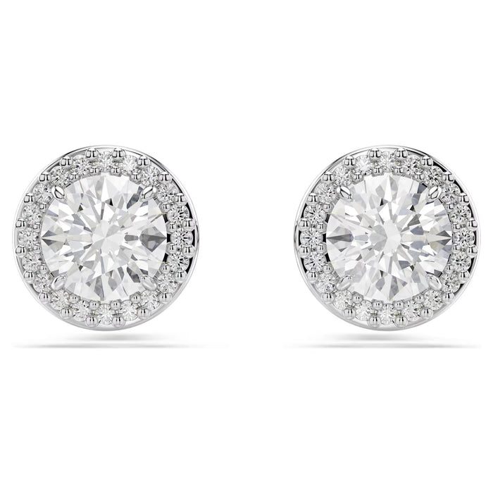 Swarovski 5636269 Constella Pavé Stud Earrings – Round Cut White Crystals, Rhodium Plated