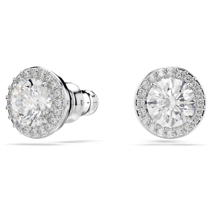 Swarovski 5636269 Constella Pavé Stud Earrings – Round Cut White Crystals, Rhodium Plated