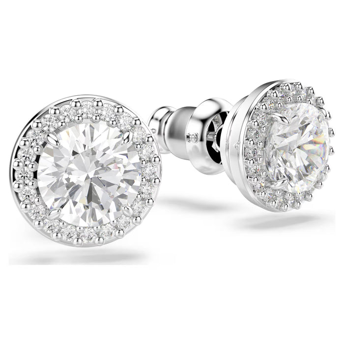 Swarovski 5636269 Constella Pavé Stud Earrings – Round Cut White Crystals, Rhodium Plated