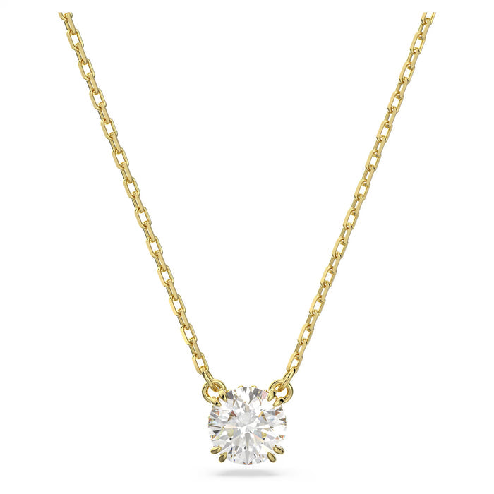 Swarovski 5636703 Constella Pendant Necklace – Round Cut White Crystal, Gold-Tone Plated