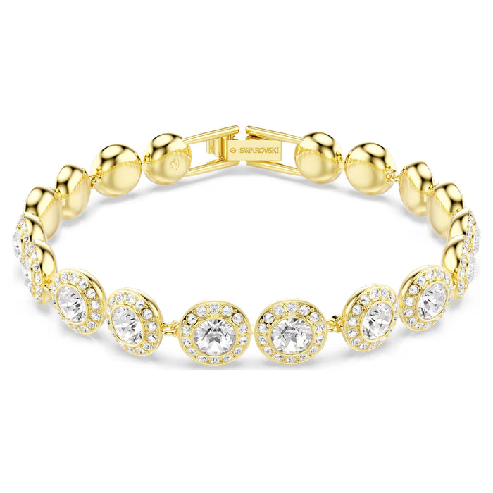 Swarovski Angelic Bracelet 5505469 – Gold-Tone Plated, Round Cut White Crystals, Pavé Setting