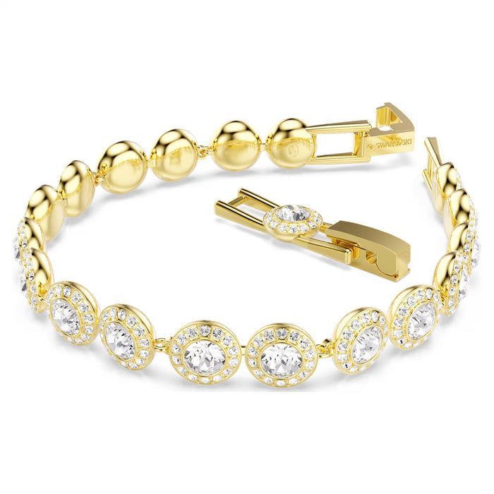 Swarovski Angelic Bracelet 5505469 – Gold-Tone Plated, Round Cut White Crystals, Pavé Setting