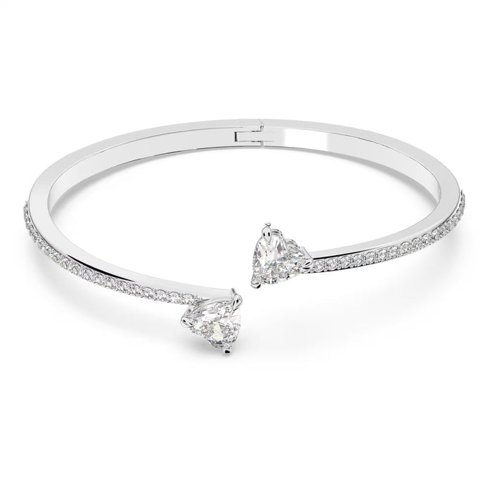 Swarovski Mesmera Attract Soul Heart Bangle 5535289 – Rhodium Plated, White Crystals, Elegant Bracelet