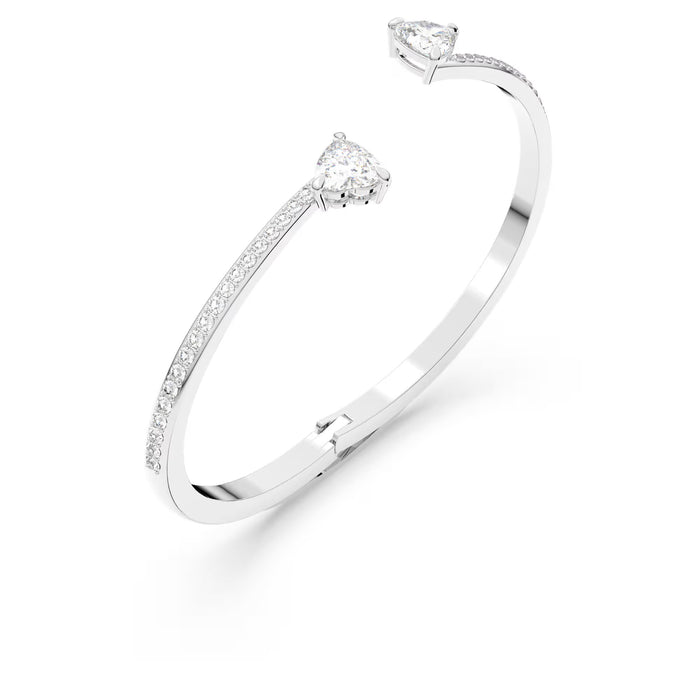 Swarovski Mesmera Attract Soul Heart Bangle 5535289 – Rhodium Plated, White Crystals, Elegant Bracelet