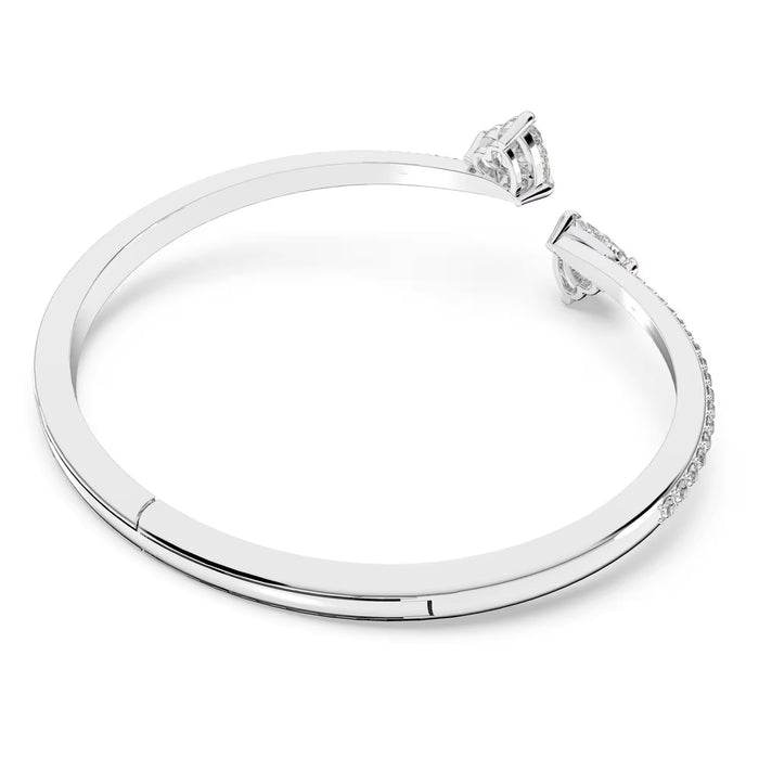Swarovski Mesmera Attract Soul Heart Bangle 5535289 – Rhodium Plated, White Crystals, Elegant Bracelet