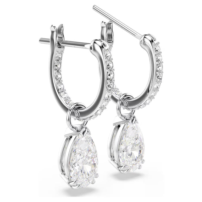 Swarovski Millenia Pear-Cut Hoop Earrings, White Crystal, Rhodium-Plated – Model 5636716