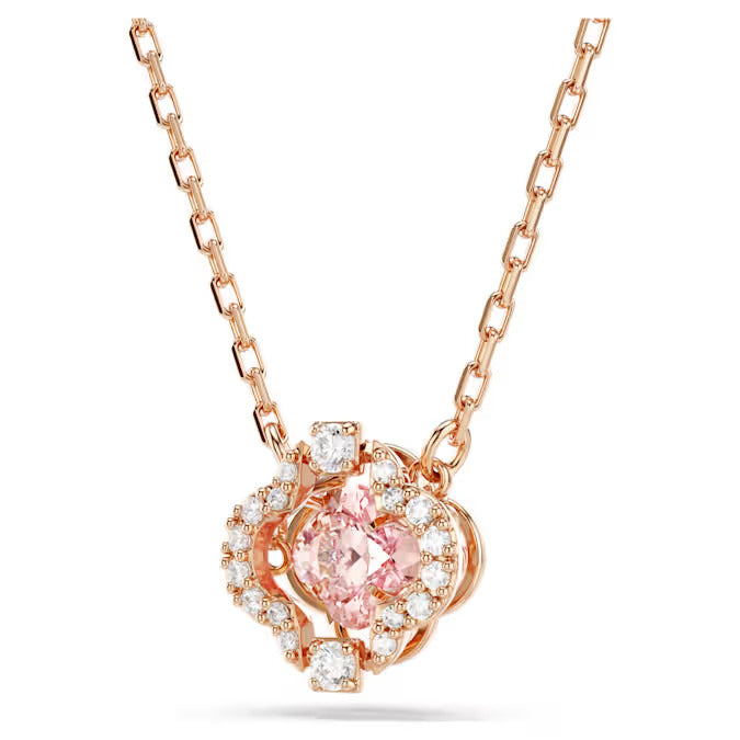 Swarovski Sparkling Dance Clover Necklace 5514488 – Pink Dancing Stone, Rose Gold-Tone Plated