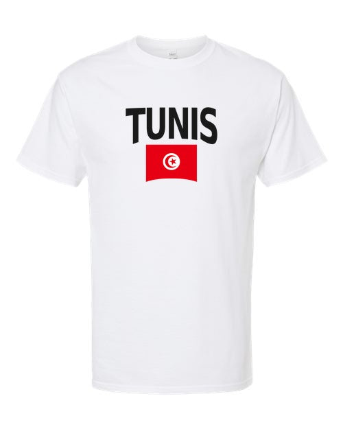 Tunisia Soccer Tee 2026 — Classic Name & Flag | NYC Factory - White