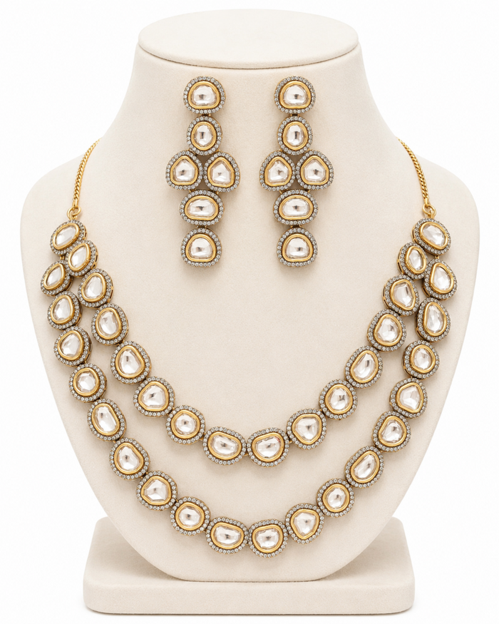 Twinfire Moissanite Layered Necklace Set – Bridal Jewellery for Women – Pabeena