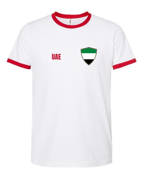United Arab Emirates Soccer Ringer Tee — Retro National Crest | NYC Factory