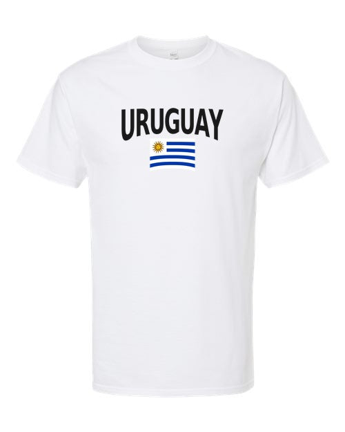 Uruguay Soccer Tee 2026 — Classic Name & Flag | NYC Factory - White