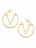 Vera Circle Earrings – Gold Plated Arrow Motif Hoop Earrings – Pabeena