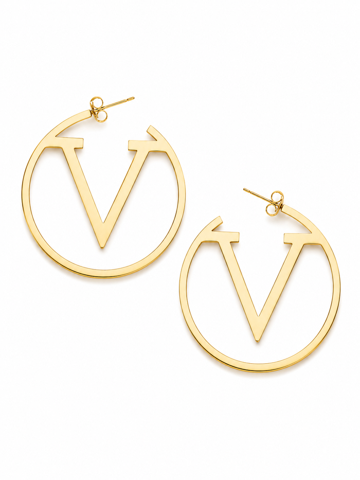 Vera Circle Earrings – Gold Plated Arrow Motif Hoop Earrings – Pabeena