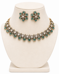 Victorian Emerald-Green AD Stone Choker Set – American Diamond Bridal Necklace – Pabeena