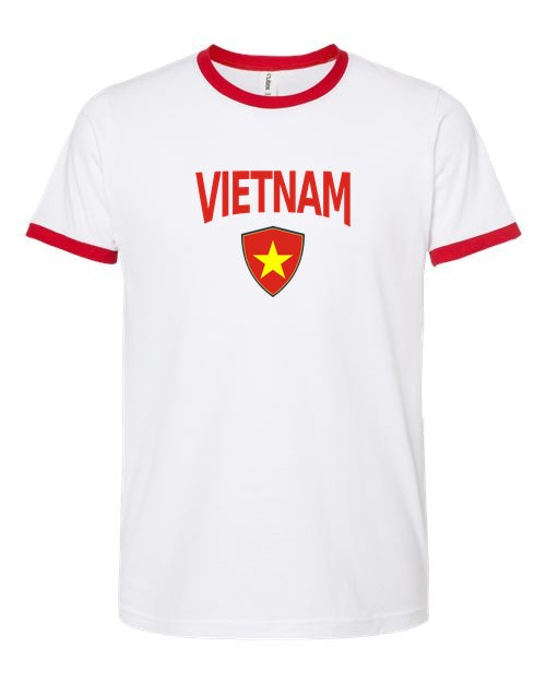Vietnam Arched Crest Soccer Ringer Tee — NYC Factory