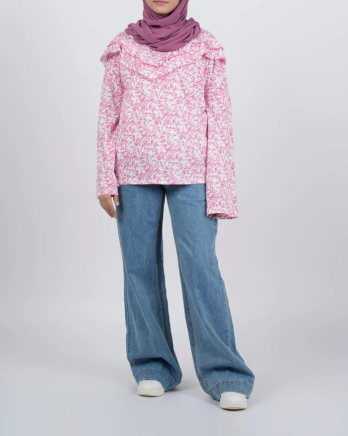 Women's Bermuda Full Sleeves Frill Top