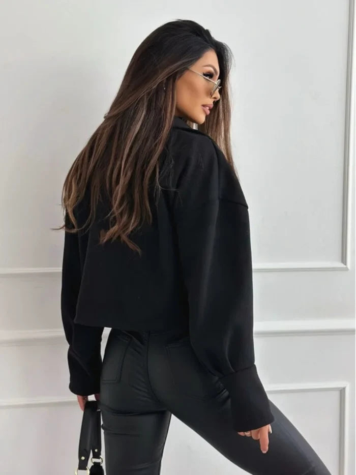 Women's Cropped Double-Breasted Fashion Jacket