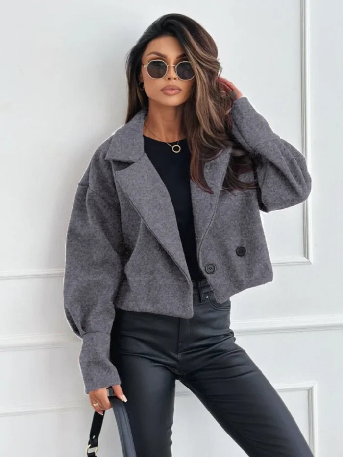 Women's Cropped Double-Breasted Fashion Jacket
