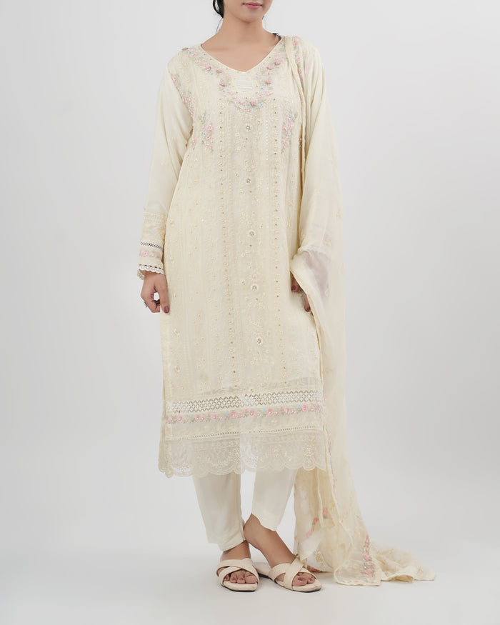 Women's Embroidered Luxury Chiffon 3 Pc