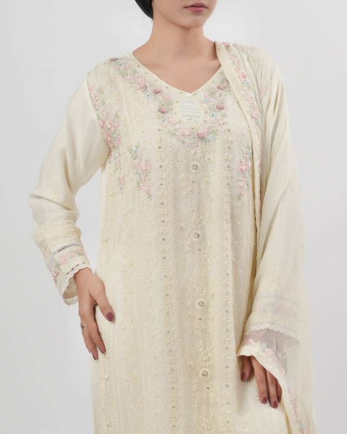 Women's Embroidered Luxury Chiffon 3 Pc