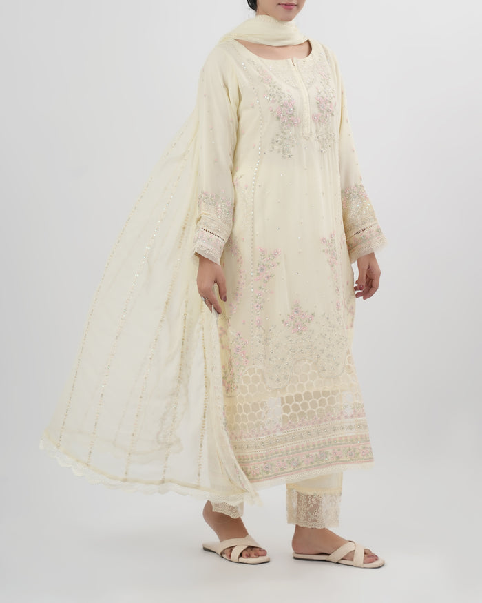 Women's Embroidered Luxury Chiffon 3 Pc