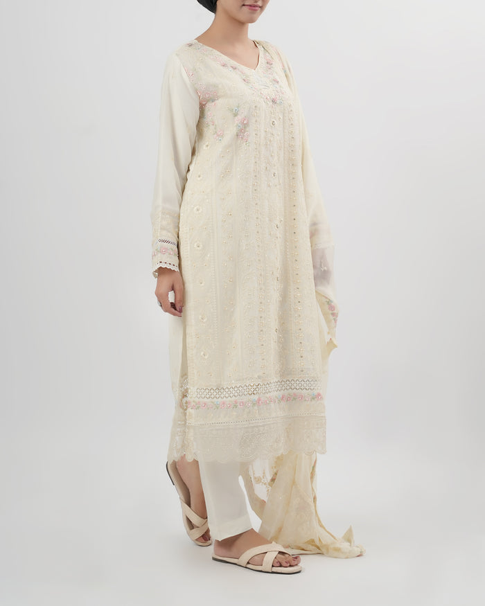 Women's Embroidered Luxury Chiffon 3 Pc