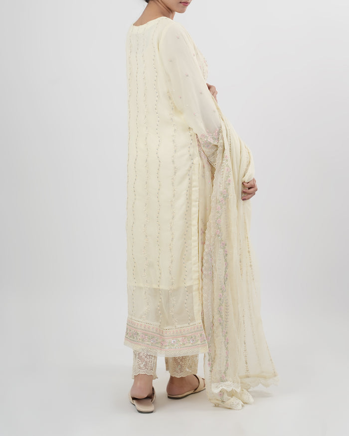 Women's Embroidered Luxury Chiffon 3 Pc