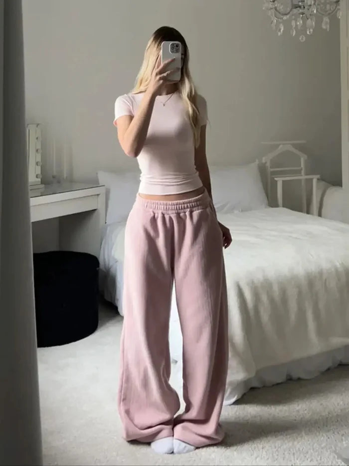 Women's Mid-Waist Wide-Leg Ankle Pants