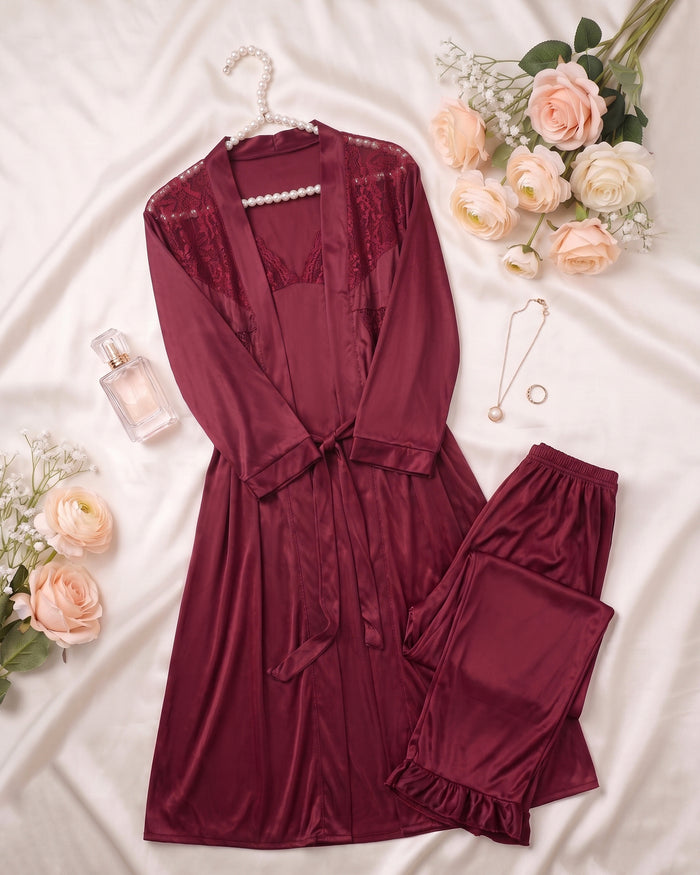 Women's Nighty Set- 3 Pc