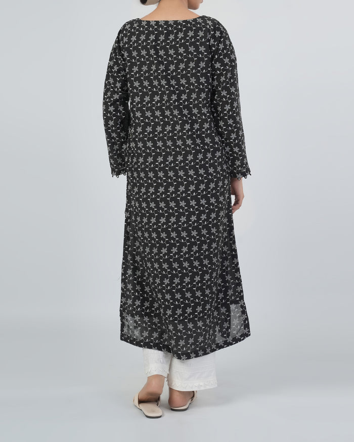 Women's Printed Textured Fusion Kurti