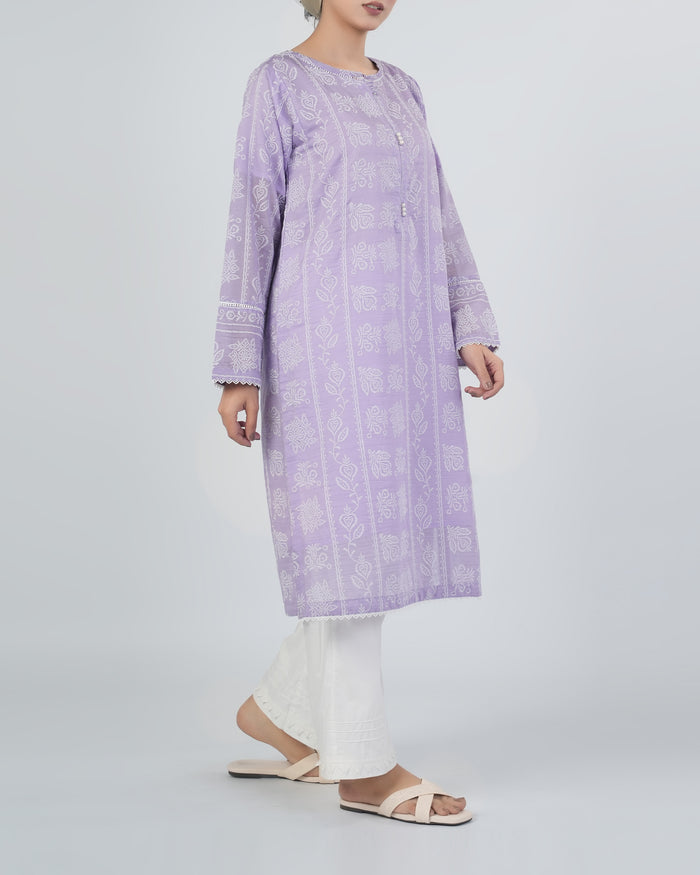 Women's Printed Textured Fusion Kurti