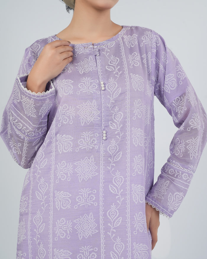Women's Printed Textured Fusion Kurti