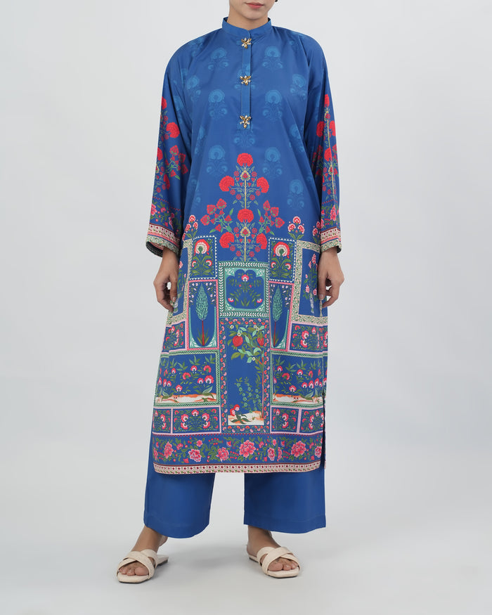 Women's Silk Printed Fusion Co-Ord Set