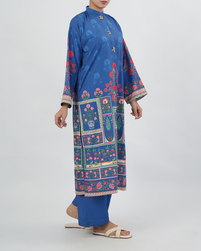 Women's Silk Printed Fusion Co-Ord Set