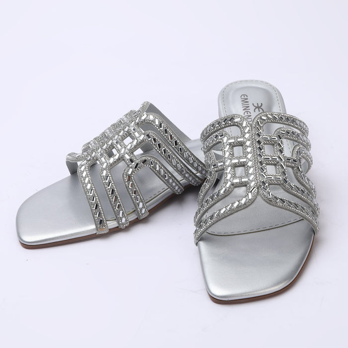 Eminent Women's Fancy Slipper - Silver, Women Slippers, Chase Value, Chase Value