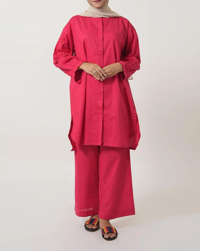 Women's Stitched Cotton Co-Ord Set 2Pc