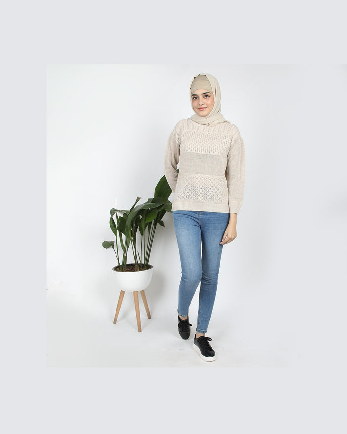 Eminent Women's Full Sleeves Sweater - Oatmeal, Women Sweaters, Eminent, Chase Value