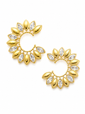 Zaria Bloom Earrings – Gold Plated Crescent Leaf Drop Earrings – Pabeena